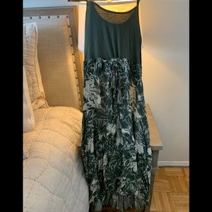 NORDSTROM NWT COCO & JAIMESON HI/LO MAXI DRESS KHAKI/FlORAL w rope detail